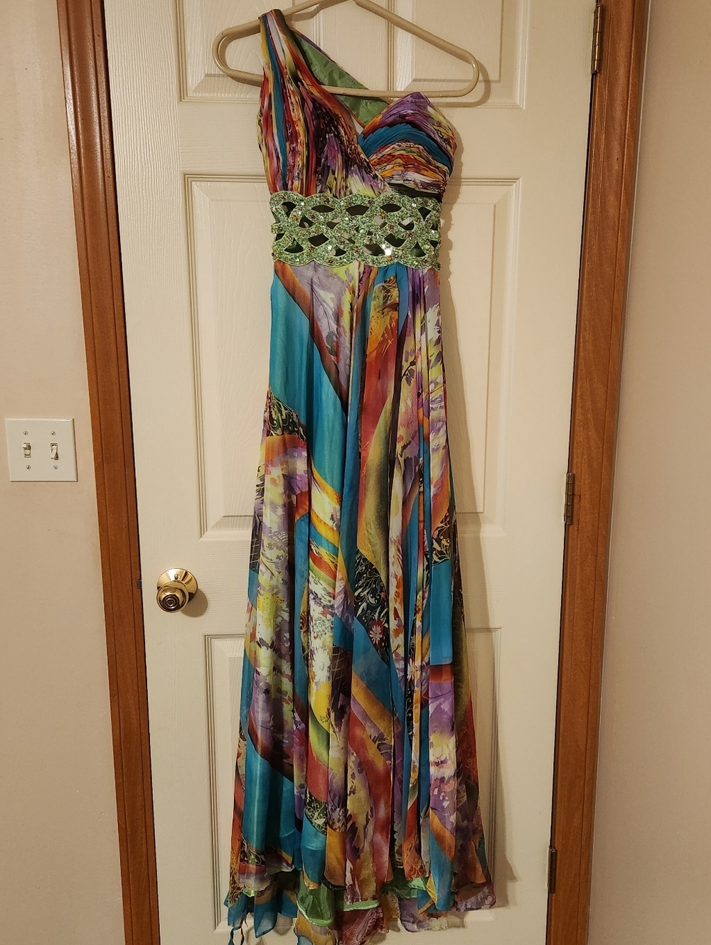 Cassandra Stone By Mac McDougal Size 0 Formal Gown Multicolor One Shoulder READ